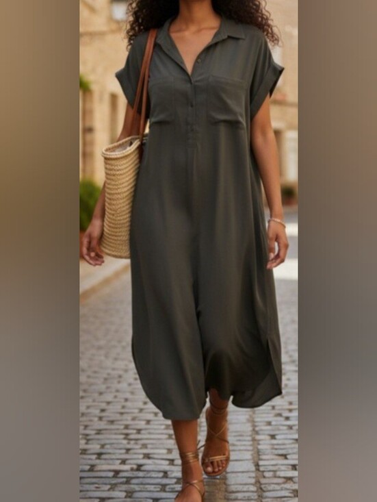 Max Studio Dresses & Skirts - Relaxed Olive Green Women’s Shirt Dress